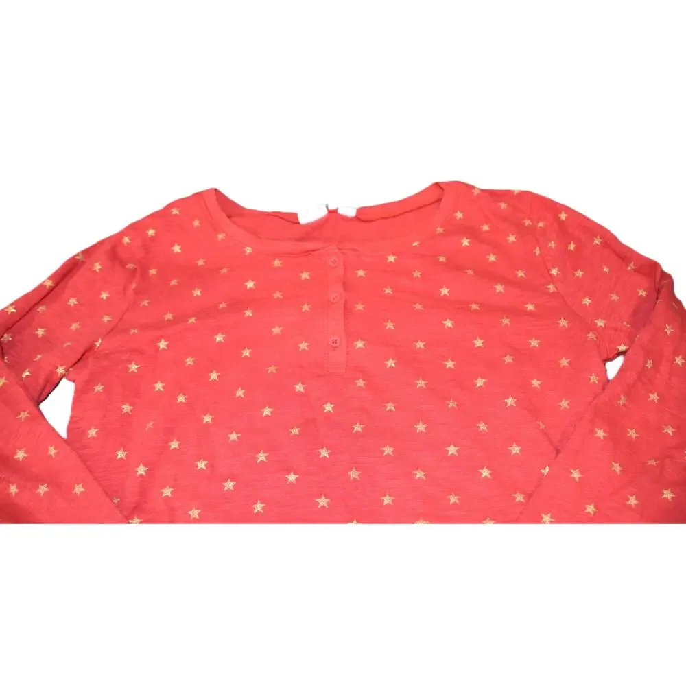 Gap Kids Long Sleeve Shirt, Red with Gold Stars, Girl's XXL 14-16, LN